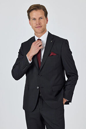 Düz Filafil Mono Yaka Tam Astar 6 Drop Comfort Fit Takım Elbise 1001250170