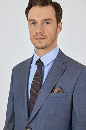 Lacivert Mono Yaka Düz 2 Düğme Classic Yünlü Slim Fit Takım Elbise 1001250175