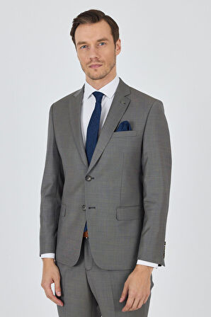 Lacivert Mono Yaka Düz 2 Düğme Classic Yünlü Slim Fit Takım Elbise 1001250175