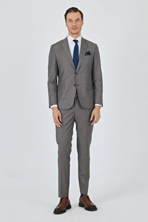 Lacivert Mono Yaka Düz 2 Düğme Classic Yünlü Slim Fit Takım Elbise 1001250175