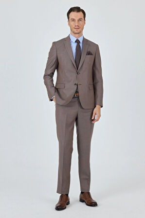 Turuncu Mono Yaka Düz 2 Düğme Classic Yünlü Slim Fit Takım Elbise 1001250175