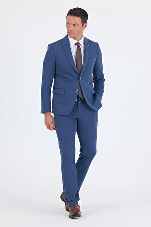 Lacivert Kırlangıç Yaka Kelebek Astar 6 Drop Slim Fit   Beli Lastikli Takım Elbise 1001250176