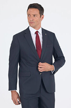 Koyu Antrasit Mono Yaka Bez Ayağı Tam Astar Pamuklu 4 Drop Comfort Fit Classic Takım Elbise 1001250178