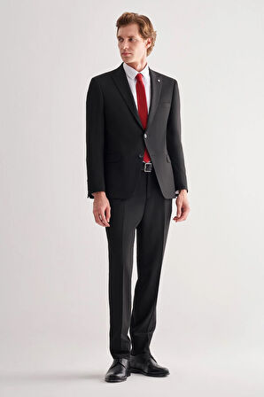 Siyah Kılıç Yaka Tam Astar 6 Drop Slim Fit Takım Elbise 1001255157