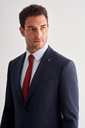 Lacivert Kılıç Yaka Tam Astar 6 Drop Slim Fit Takım Elbise 1001255157