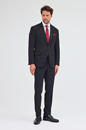 Siyah Kılıç Yaka Tam Astar 6 Drop Slim Fit Takım Elbise 1001255162