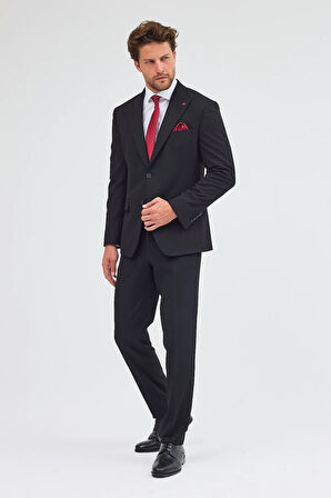 Siyah Kılıç Yaka Tam Astar 6 Drop Slim Fit Takım Elbise 1001255162