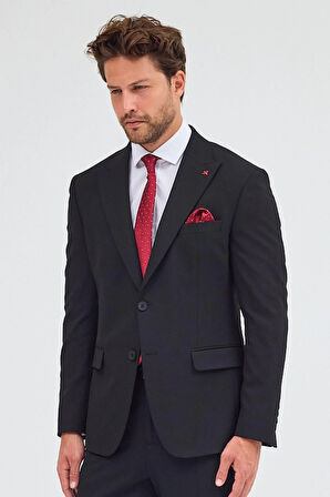 Siyah Kılıç Yaka Tam Astar 6 Drop Slim Fit Takım Elbise 1001255162