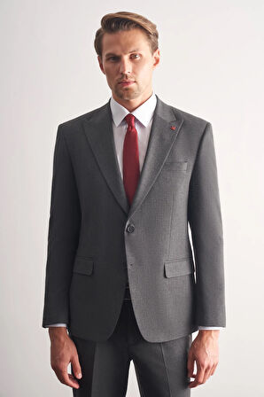 Antrasit Kırlangıç Yaka Tam Astar 6 Drop Slim Fit Takım Elbise 1001255162