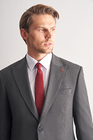 Antrasit Kırlangıç Yaka Tam Astar 6 Drop Slim Fit Takım Elbise 1001255162