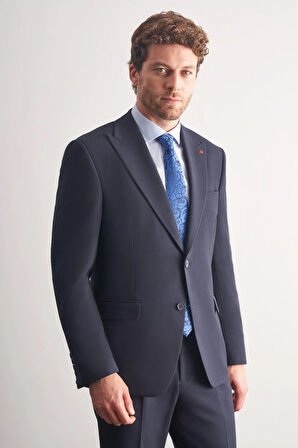 Lacivert Kırlangıç Yaka Tam Astar 6 Drop Slim Fit Takım Elbise 1001255162