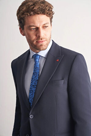 Lacivert Kırlangıç Yaka Tam Astar 6 Drop Slim Fit Takım Elbise 1001255162