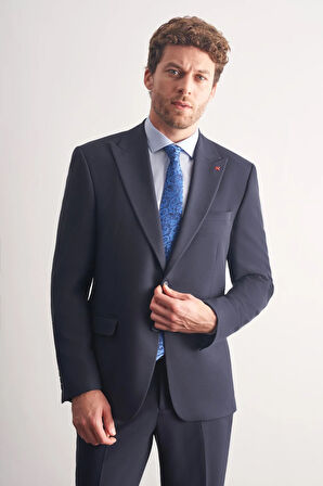 Lacivert Kırlangıç Yaka Tam Astar 6 Drop Slim Fit Takım Elbise 1001255162