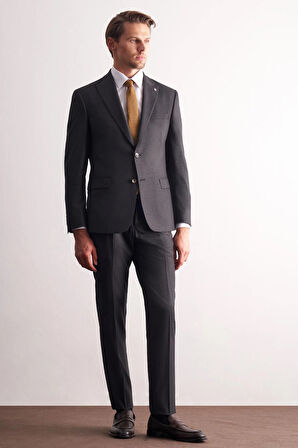 Antrasit Kırlangıç Yaka Kendinden Desenli Esnek Bel Slim Fit 6 Drop Takım Elbise 1001255167