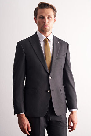 Antrasit Kırlangıç Yaka Kendinden Desenli Esnek Bel Slim Fit 6 Drop Takım Elbise 1001255167