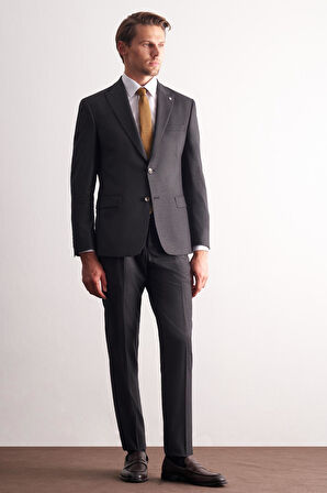 Antrasit Kırlangıç Yaka Kendinden Desenli Esnek Bel Slim Fit 6 Drop Takım Elbise 1001255167