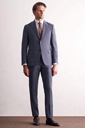 - Lacivert Kırlangıç Yaka Kendinden Desenli Esnek Bel Slim Fit 6 Drop Takım Elbise 1001255168