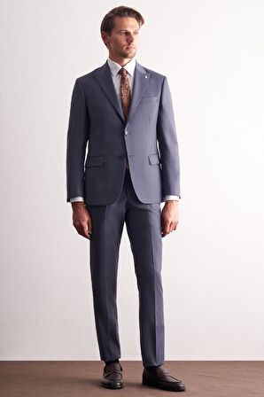 - Lacivert Kırlangıç Yaka Kendinden Desenli Esnek Bel Slim Fit 6 Drop Takım Elbise 1001255168