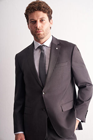 Kahverengi Mono Yaka Kendinden Desenli Esnek Bel 4 Drop Comfort Fit Takım Elbise 1001255169