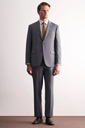 Sütlü Kahverengi Mono Yaka Kendinden Desenli Esnek Bel 4 Drop Comfort Fit Takım Elbise 1001255169