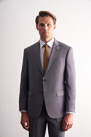 Sütlü Kahverengi Mono Yaka Kendinden Desenli Esnek Bel 4 Drop Comfort Fit Takım Elbise 1001255169