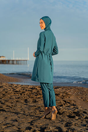 MİRATES YEŞİL RENK PARAŞÜT KUMAŞ TESETTÜR MAYO