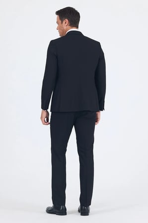 Siyah Kırlangıç Yaka Düz Slim Fit 6 Drop Takım Elbise 1001260011