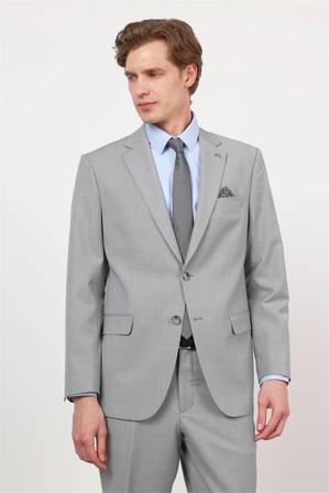 Gri Mono Yaka 4 Drop Comfort Fit Tam Astar Esnek Takım Elbise 1001260168