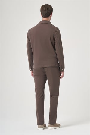 Kahverengi Berberi Yaka Örme Beli Lastikli 6 Drop Slim Fit Astarsız Esnek Takım Elbise 1001260177