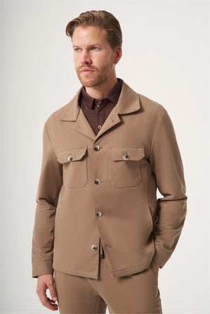 Tarçın Berberi Yaka Örme Beli Lastikli 6 Drop Slim Fit Astarsız Esnek Takım Elbise 1001260177