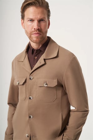 Tarçın Berberi Yaka Örme Beli Lastikli 6 Drop Slim Fit Astarsız Esnek Takım Elbise 1001260177
