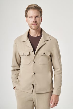 Bej Berberi Yaka Örme Beli Lastikli 6 Drop Slim Fit Astarsız Esnek Takım Elbise 1001260177