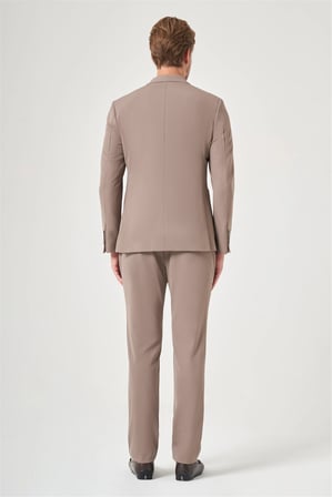 Kahverengi Mono Yaka 6 Drop Slim Fit Beli Lastikli Takım Elbise 1001260194