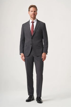 Koyu Füme Mono Yaka 6 Drop Comfort Fit Tam Astar Esnek Takım Elbise 1001260285