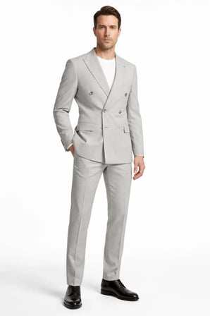 Gri 6 Drop Slim Fit Esnek Kruvaze Takım Elbise 1001260900