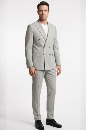 Gri 6 Drop Slim Fit Esnek Kruvaze Takım Elbise 1001260900