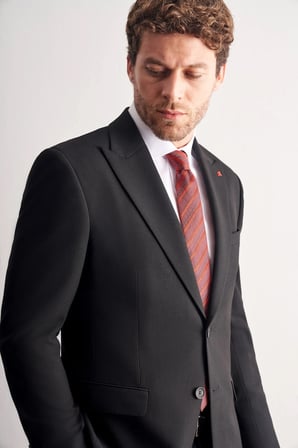 Siyah Kırlangıç Yaka Tam Astar 6 Drop Slim Fit Esnek Takım Elbise 1001265163