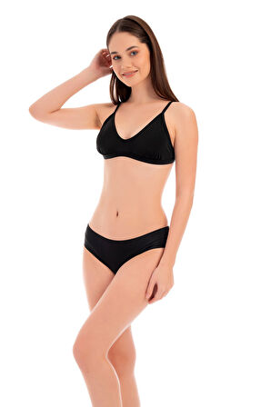 RUKOMAYO SİYAH   OMUZDAN AYAR ASKILI FREESET MODEL LYCRA KUMAŞ BİKİNİ