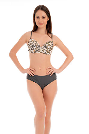 RUKOMAYO HAKİ ÇİÇEK DESENLİ OMUZDAN AYAR ASKILI KAPLI LYCRA KUMAŞ BİKİNİ