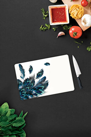 Cam Kesme Tahtası - Cam Kesme Tablası | Plumas Desen | 20cm x 30cm