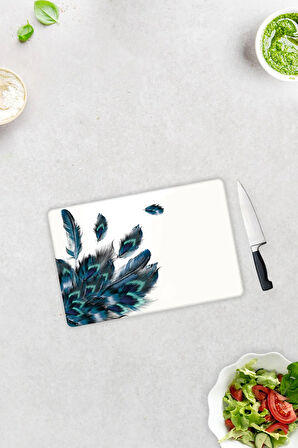 Cam Kesme Tahtası - Cam Kesme Tablası | Plumas Desen | 20cm x 30cm