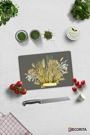 Cam Kesme Tahtası - Cam Kesme Tablası | Buğday Demeti | 20cm x 30cm