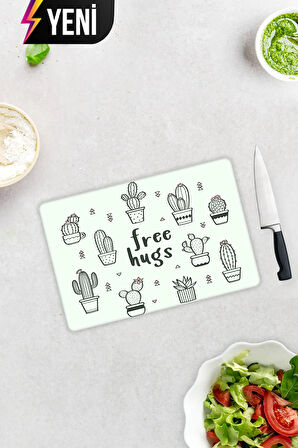 Cam Kesme Tahtası - Cam Kesme Tablası | Free Hugs | 20cm x 30cm