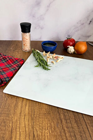 Cam Kesme Tahtası - Cam Kesme Tablası | Klasik Mermer Desenli | 29cm x 34cm