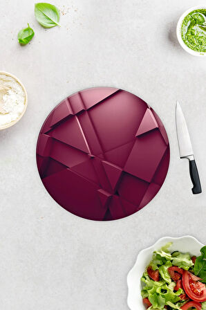 Cam Kesme Tahtası - Cam Kesme Tablası | Asil Bordo | Çap32cm