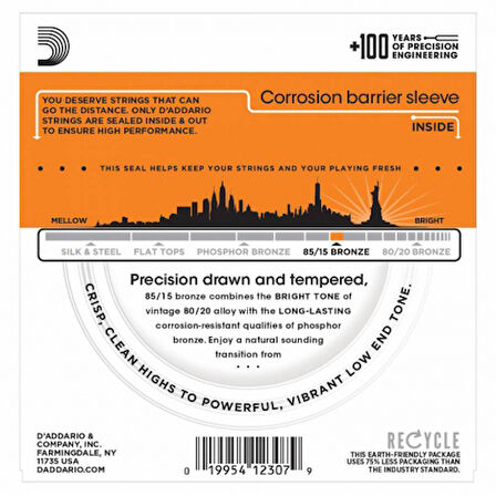 DADDARIO AKUSTİK GİTAR TEL SETİ 85/15 BRONZE EXTRA LIGHT GAUGE