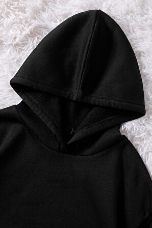 Kadın 2'li Kapşonlu Siyah Beyaz Hoodie Sweatshirt 1001_2010
