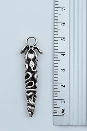 2'li Tıp Sembolü Kadüse Yılan Çubuk Gümüş Kaplama Kolye Seti