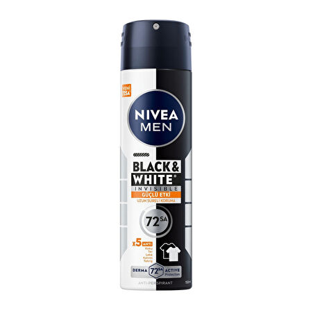 NIVEA Men Erkek Sprey Deodorant Black&White Invisible Güçlü Etki 150 ml