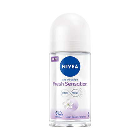 NIVEA Fresh Sensation Kadın Roll on Deodorant, 72 Saat Anti-perspirant Koruma, 50ml 4 ADET